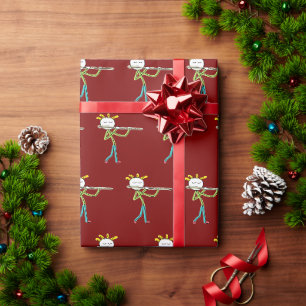 Papel De Regalo Hombre de Palos Tocando la Flauta