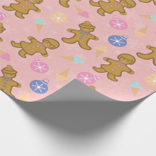 Papel De Regalo Hombre de pan de jengibre, bolas de Navidad (Esquina)