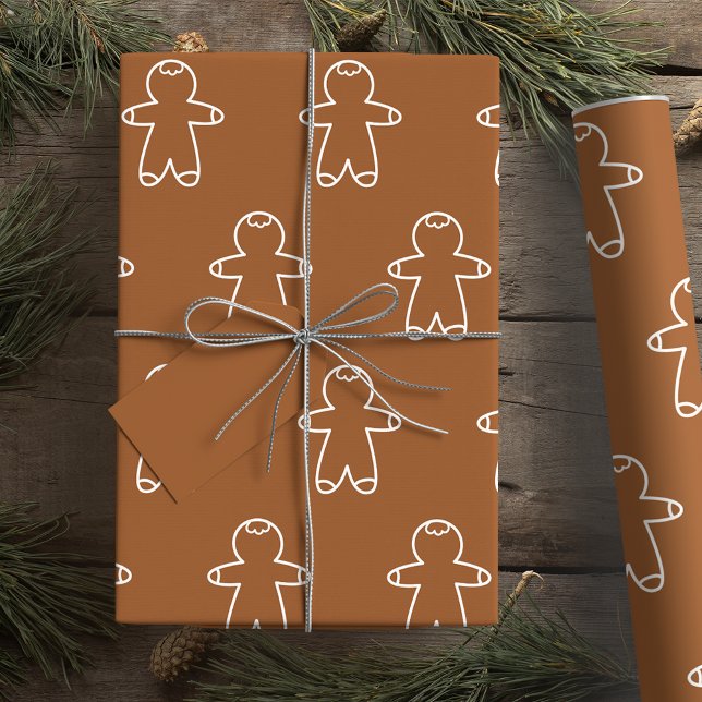 Papel De Regalo Hombre de pan de jengibre Marrón oscuro 965324 (Chocolate Brown Gingerbread Man Wrapping Paper)