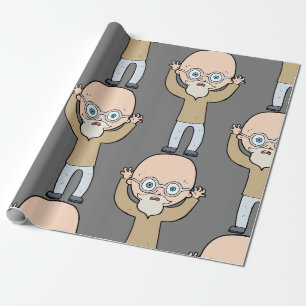 Papel De Regalo Hombre divertido, calvo, extravagante y anciano co