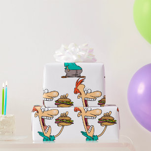 Papel De Regalo Hombre Gracioso Comiendo Un Sandwich
