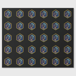 Papel De Regalo Hombre Lobo Azul Pagando un Arpa Dorada