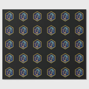 Papel De Regalo Hombre Lobo Azul Pagando un Arpa Dorada