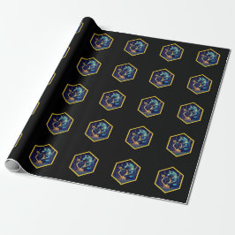 Papel De Regalo Hombre Lobo Azul Pagando un Arpa Dorada