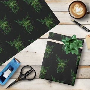 Papel De Regalo Hombre Verde Hojas Fae Negras