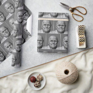 Papel De Regalo Hombre viejo calvo sobre gris