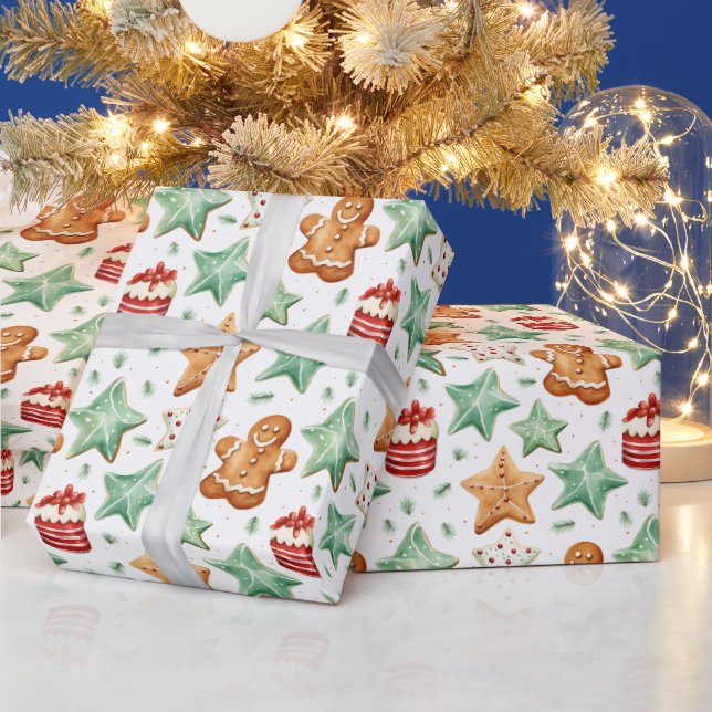 Papel De Regalo Hombres de jengibre cortan galletas Navidades mode (Vacaciones)