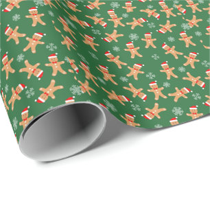 Papel De Regalo Hombres de jengibre de Navidad lindos copos de nie