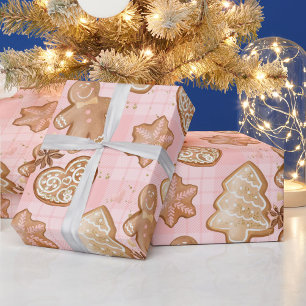 Papel De Regalo Hombres de Jengibre Marrón de Navidad Corazones Es