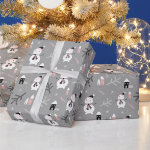 Papel De Regalo Hombres de nieve y Navidades de casas envueltos de
