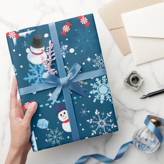 Papel De Regalo Hombres de nieve y Navidades de copos de nieve (Regalar)