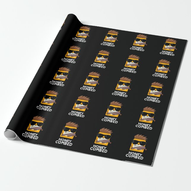 Papel De Regalo Honey Combed Funny Honey Pun Dark BG (Desenrollado)