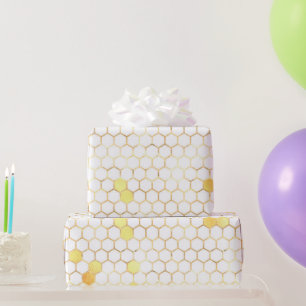 Papel De Regalo Honeycomb de oro blanco elegante