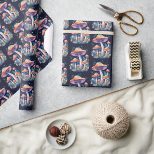 Papel De Regalo Hongos Cósmicos Estilo de Arte Acuarela