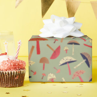 Papel De Regalo Hongos de inspiración retro inspirados en el arte 