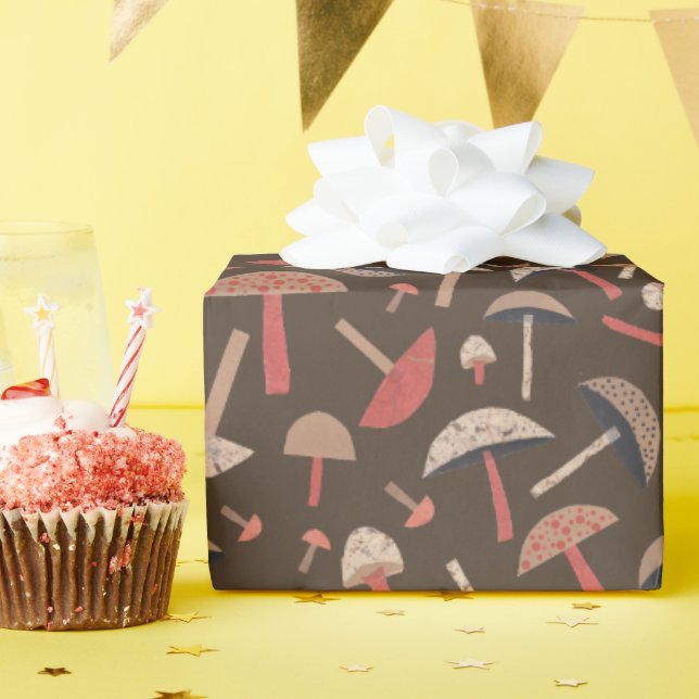 Papel De Regalo Hongos de inspiración retro inspirados en el arte  (Fiesta de cumpleaños )