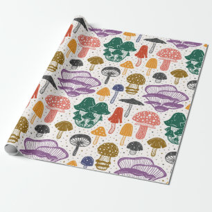 Papel De Regalo Hongos forestales. Patrón sin soldadura, textura, 