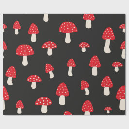Papel De Regalo Hongos lindos fondo oscuro