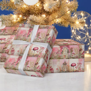 Papel De Regalo Hongos rosados caprichosos y lindos