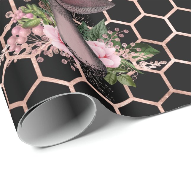 Papel De Regalo Hongos Rosas Woodland Pink Floral Honeycomb (Esquina del rollo)