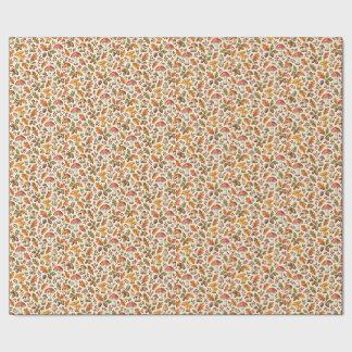 Papel De Regalo Hongos y bellotas de bosque otoñal en acuarela