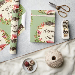 Papel De Regalo Hongos y girasoles con texto de personalizable