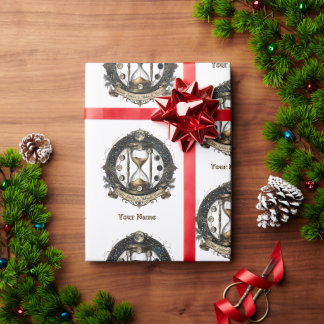 Papel De Regalo Horas Blancas de Yule Patrón de reloj de arena