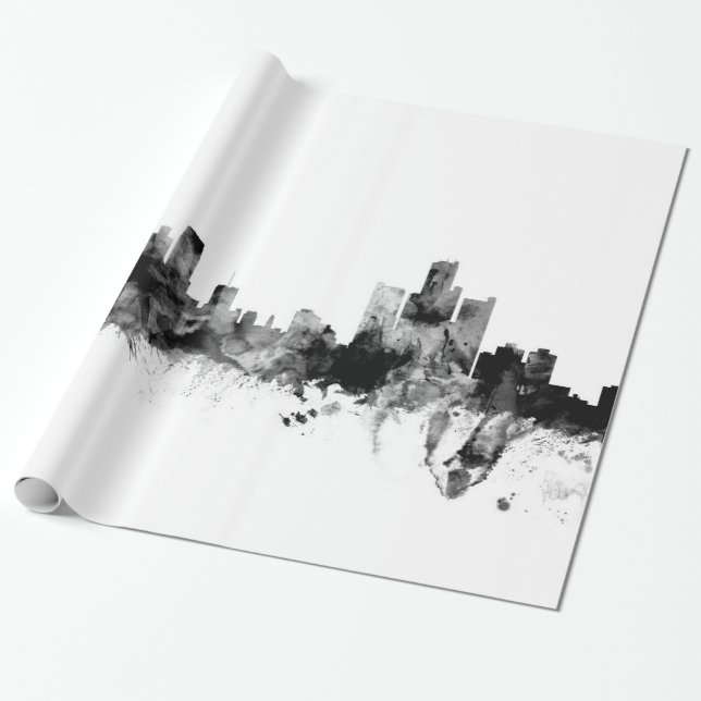 Papel De Regalo Horizonte de Detroit Michigan (Desenrollado)