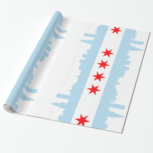 Papel De Regalo Horizonte de la bandera de Chicago (Desenrollado)