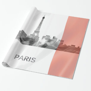Papel De Regalo Horizonte de París, Francia con la bandera