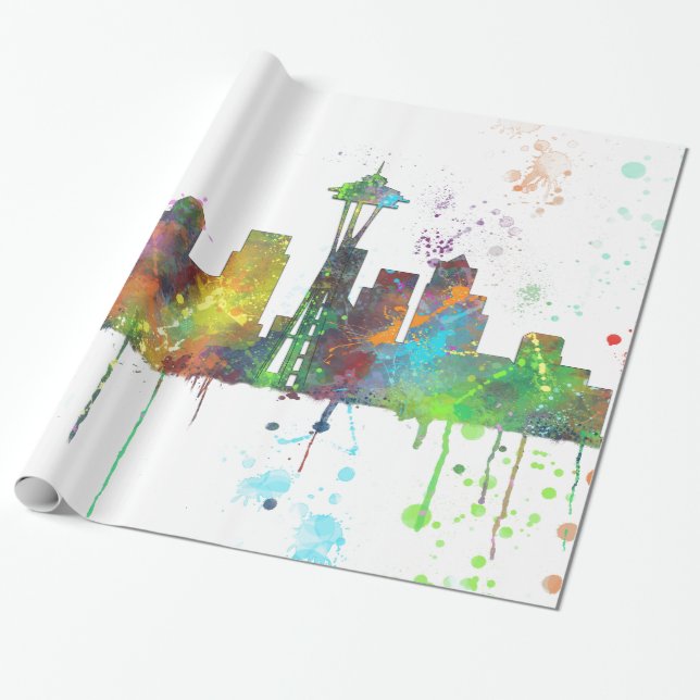 PAPEL DE REGALO HORIZONTE DE SEATTLE WASHINGTON (Desenrollado)