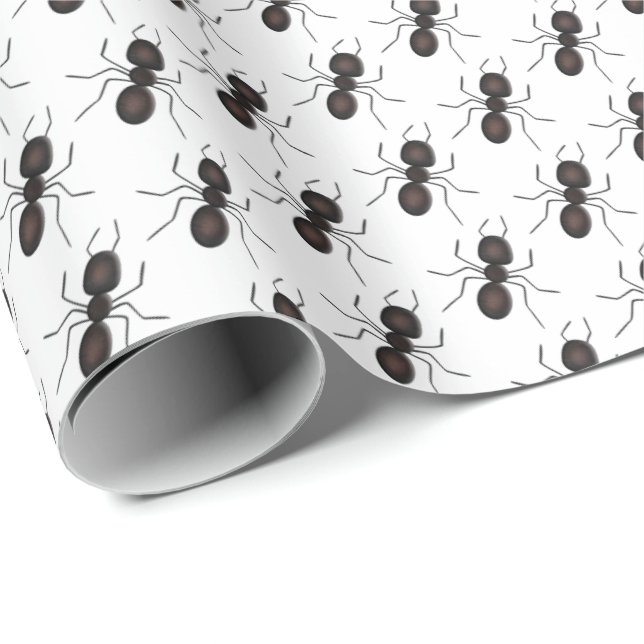 Papel De Regalo Hormigas negras en blanco (Esquina del rollo)