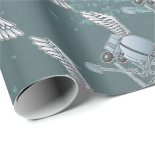 Papel De Regalo Hormigonera gris azul