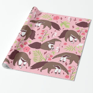 Papel De Regalo hormiguero rosa lindo animal floral