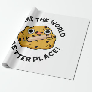 Papel De Regalo Hornea Un Mundo Mejor Lugar Cute Pun De Repostería