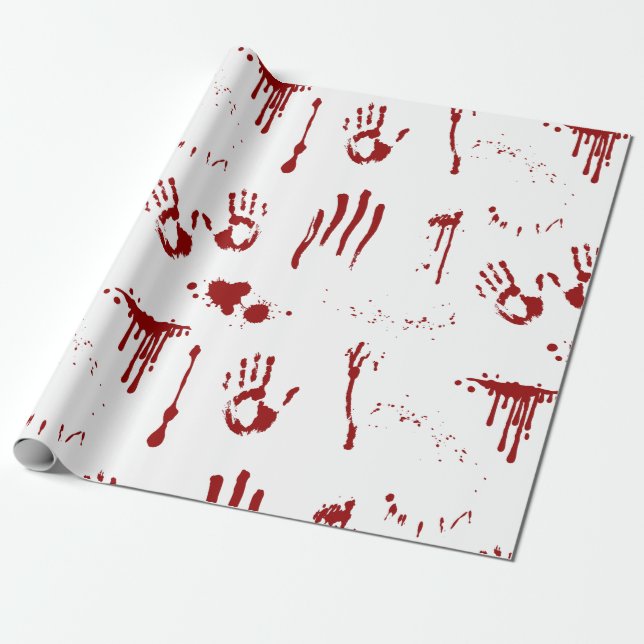 Papel De Regalo Horror Psycho Huellas Sangrientas Spatter (Desenrollado)