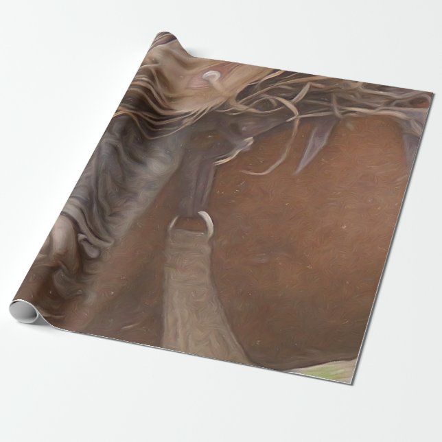Papel De Regalo Horse Brown Western Rodeo Cowboy (Desenrollado)