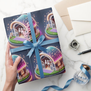 Papel De Regalo Horse Estable Decorado Para Navidades Y Caballos