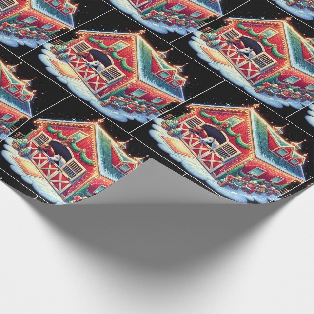 Papel De Regalo Horse Estable Decorado Para Navidades Y Caballos (Esquina)