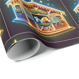 Papel De Regalo Horse Estable Decorado Para Navidades Y Caballos