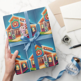 Papel De Regalo Horse Estable Decorado Para Navidades Y Caballos