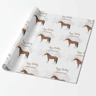 Papel De Regalo Horse Partying Farm Animals Nombre personalizado C