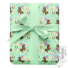 Papel De Regalo Horse Wrapping Paper in Green