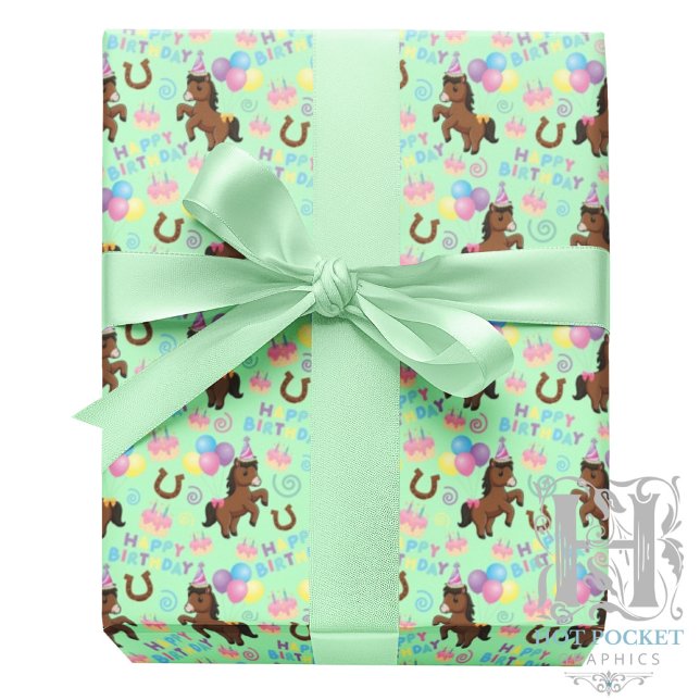 Papel De Regalo Horse Wrapping Paper in Green (Subido por el creador)