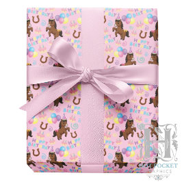 Papel De Regalo Horse Wrapping Paper in Pink