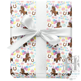 Papel De Regalo Horse Wrapping Paper in White