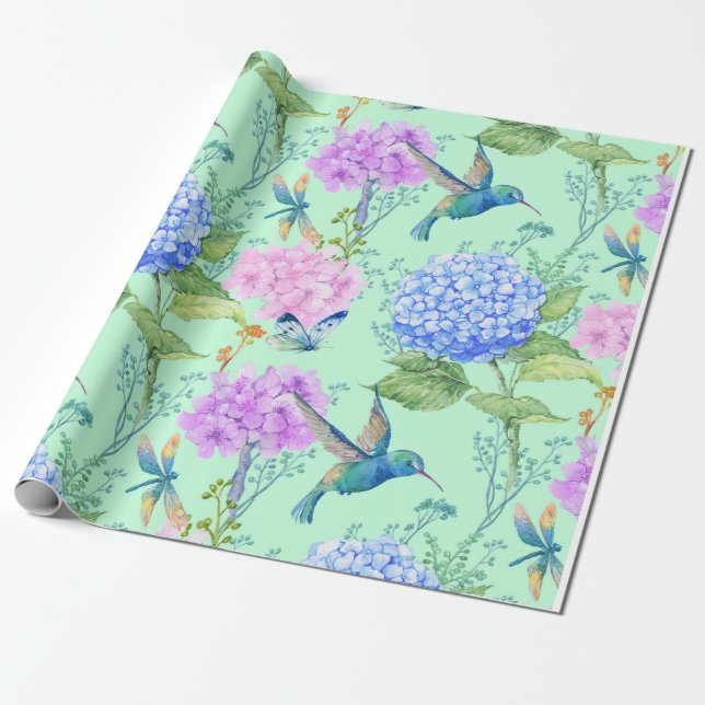 Papel De Regalo Hortensia Azul (Desenrollado)