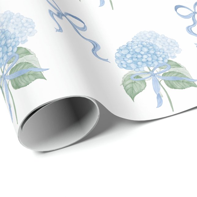 Papel De Regalo Hortensia Azul de Moda  (Esquina del rollo)