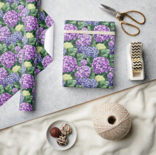 Papel De Regalo Hortensia Floral Púrpura Serena