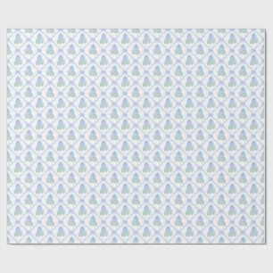 Papel De Regalo Hortensias Azules y Verdes Preppy